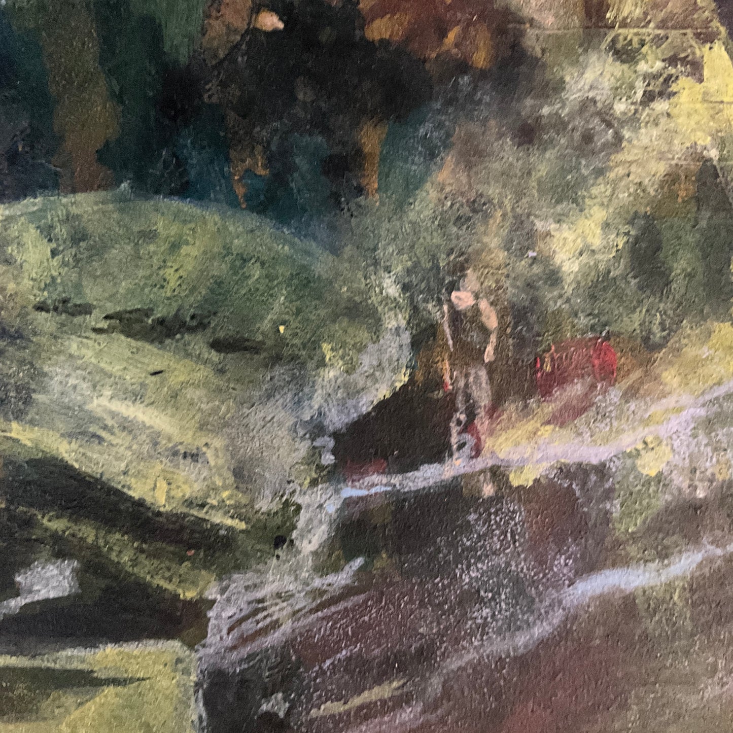 Swimming at Feshie Bridge - Original landscape painting with wild swimmers