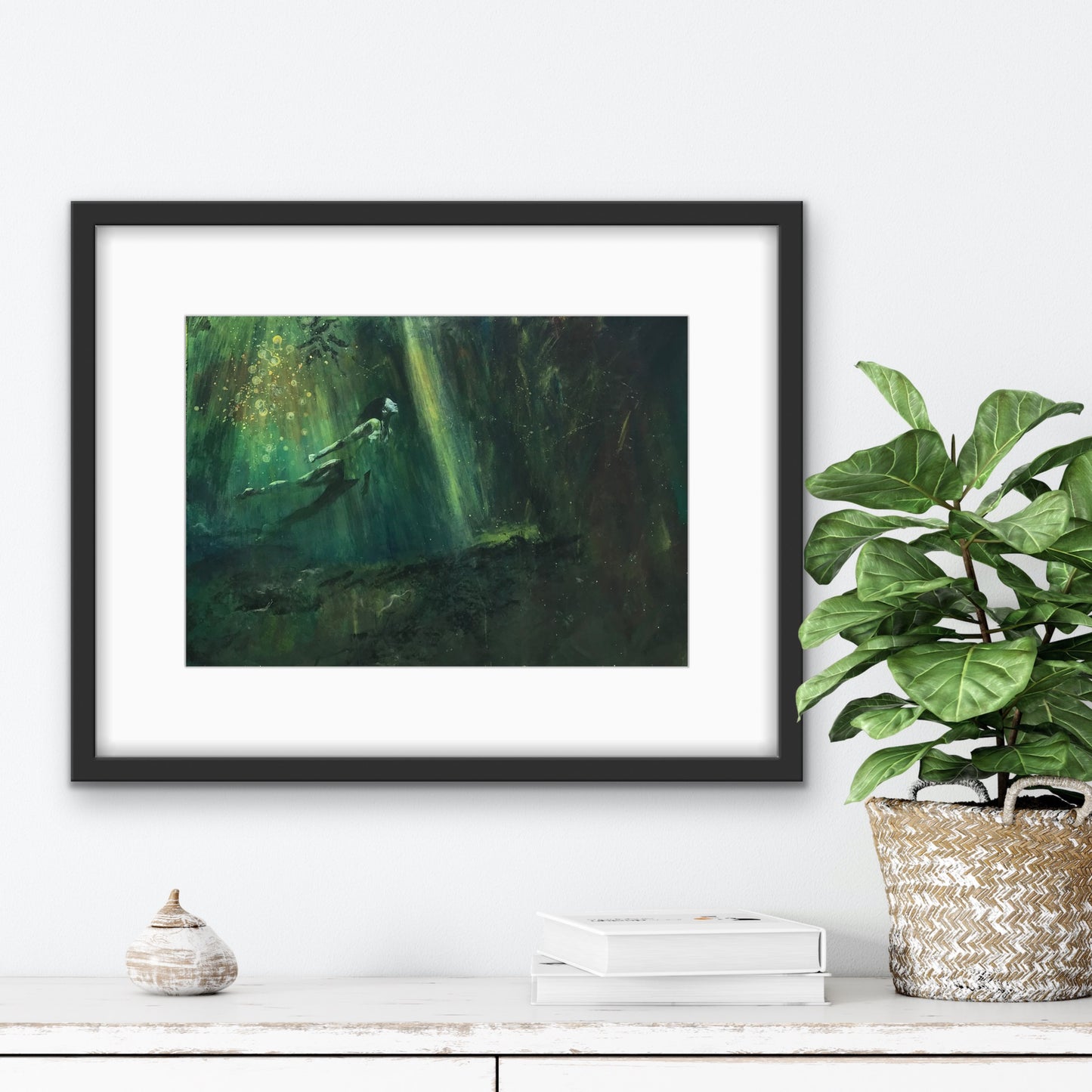 Emerald Diver 2 Print on Fine Art Paper