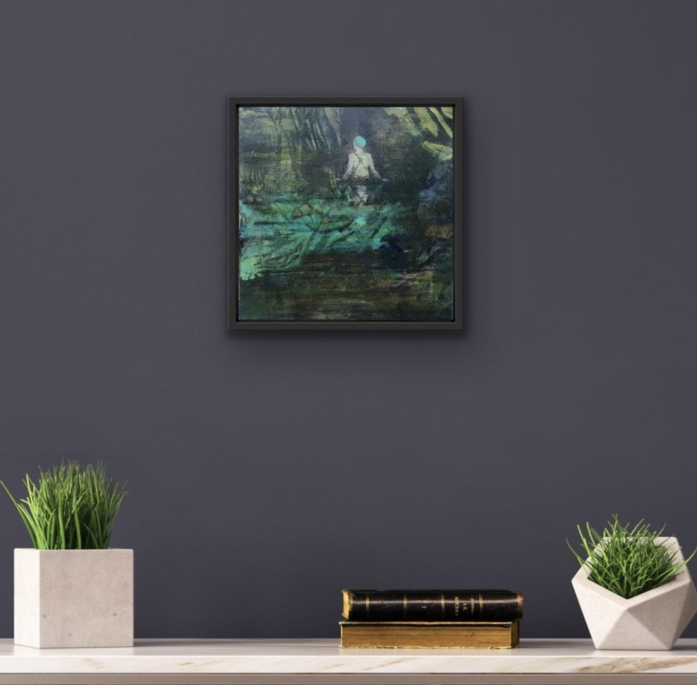 Forest Bathing - Original Landscape Painting with Wild Swimmer