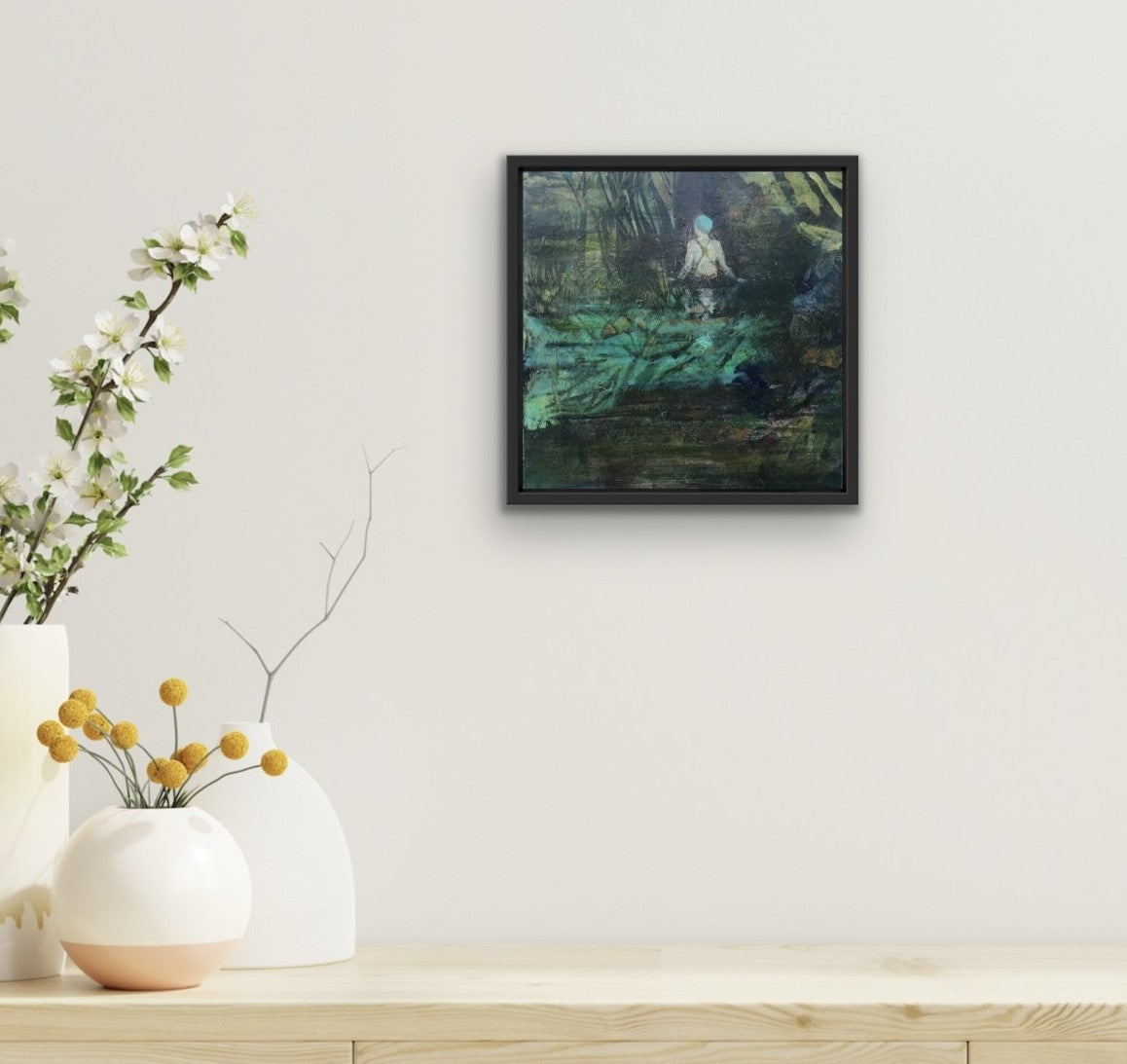 Forest Bathing - Original Landscape Painting with Wild Swimmer