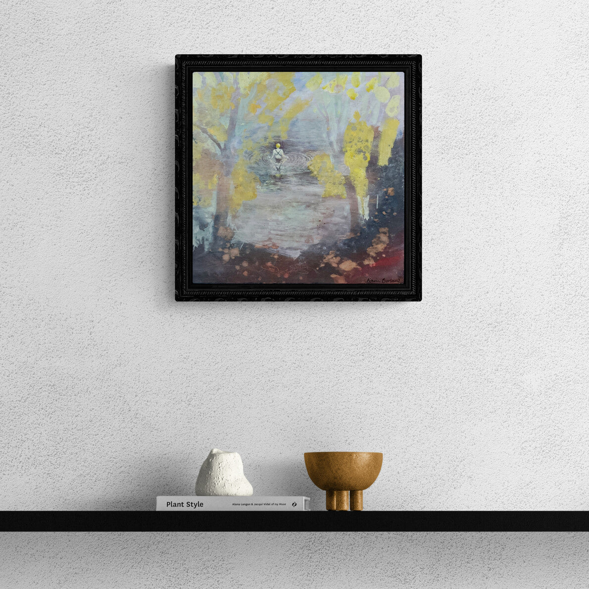 Wild Swimmer: Autumn - Original landscape painting with wild swimmer